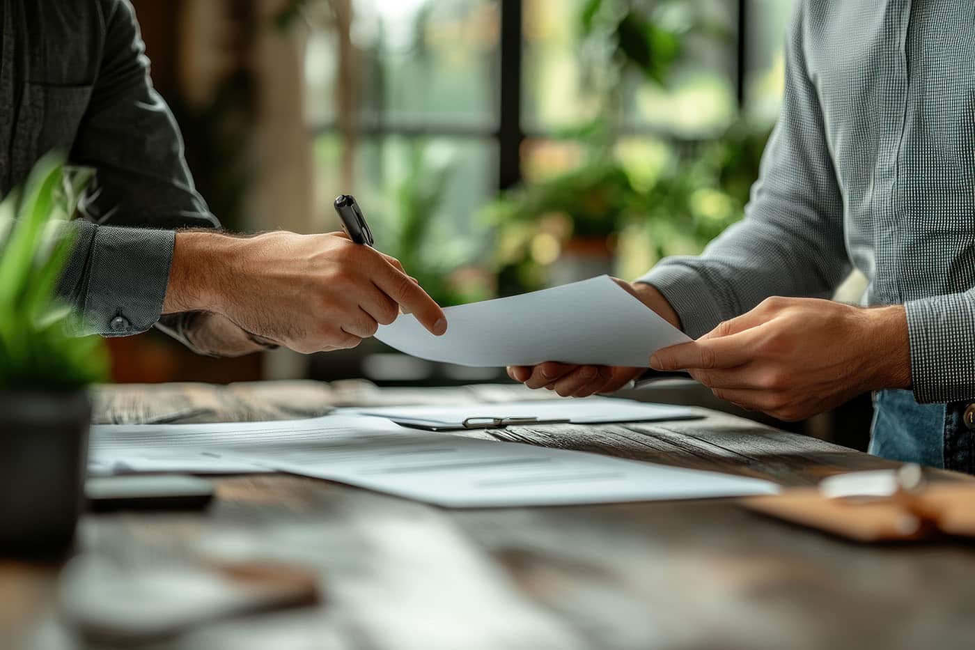 Business Negotiation Document Signing Between Realtor and Tenant